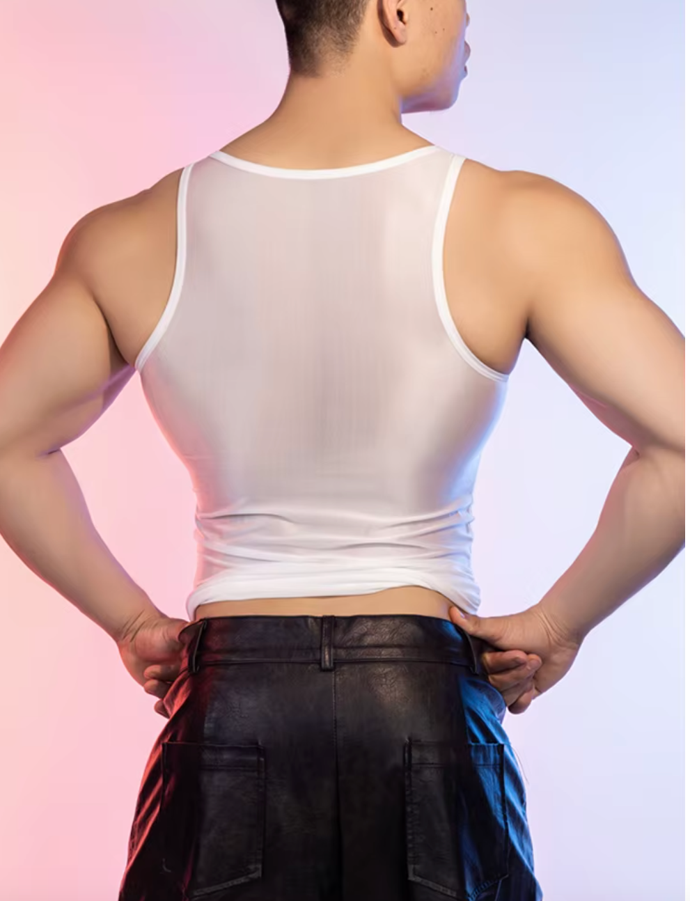 Red Shiny Sheer Tank Top