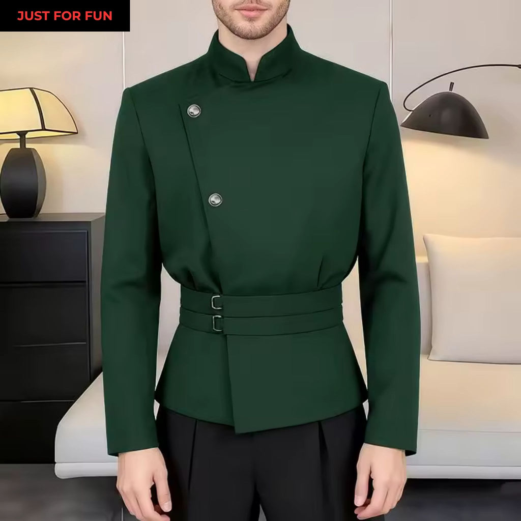 Green Elegant Stand Collar Jacket