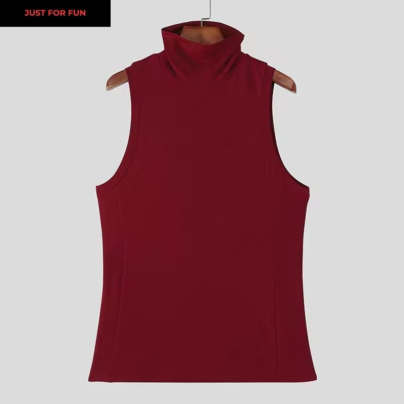 Red Turtleneck Top Sleeveless