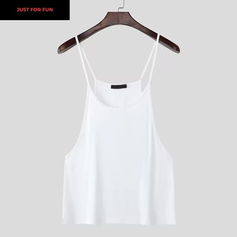 White Oversize Solid Tank Top Men
