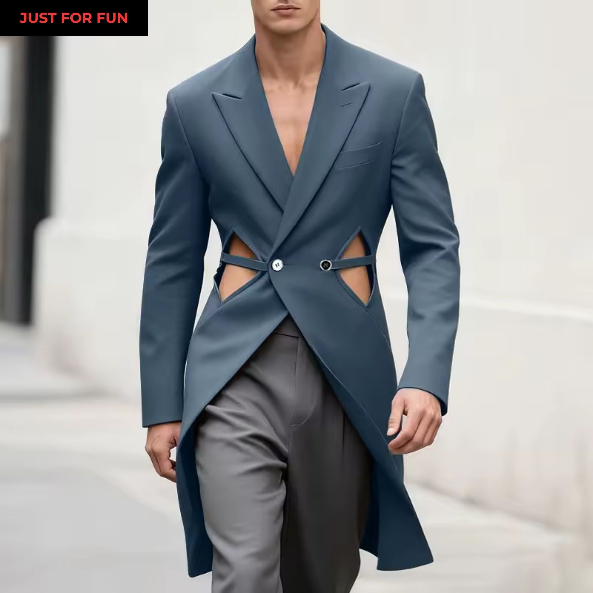 Blue Cut Out Blazer Men