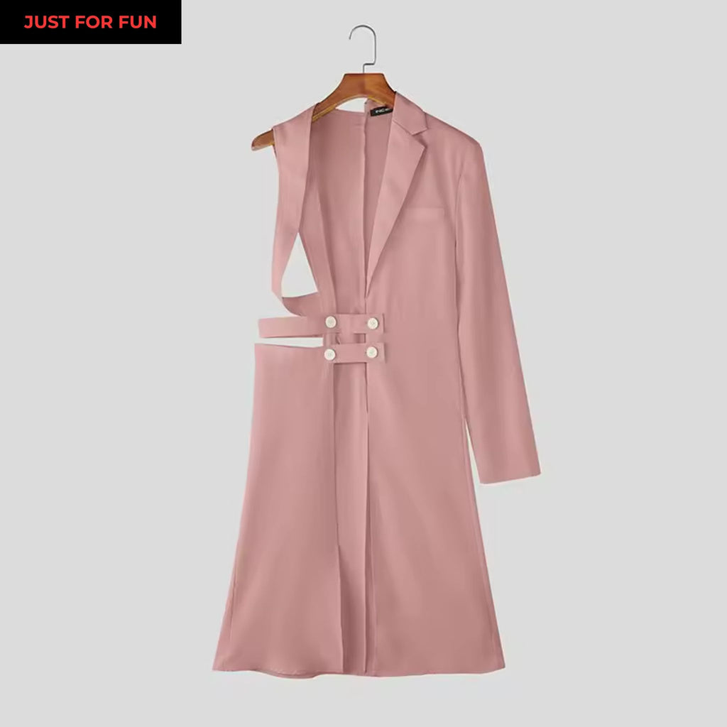 Pink Asymmetric Button Detailed Suit