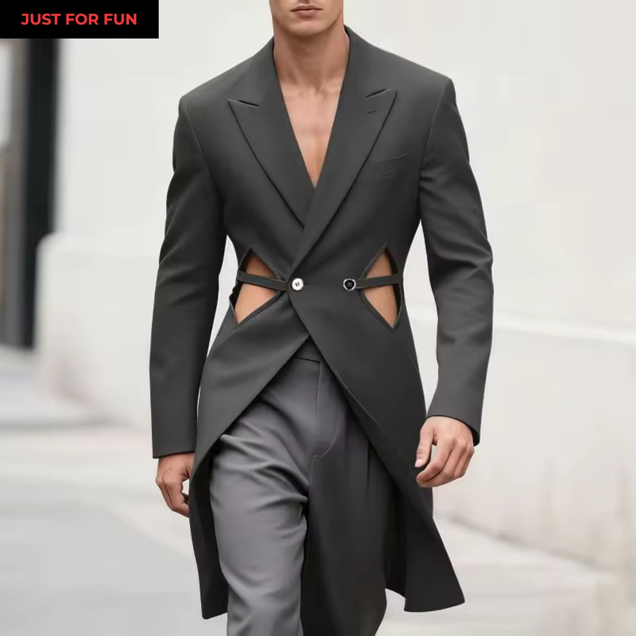 Blue Cut Out Blazer Men