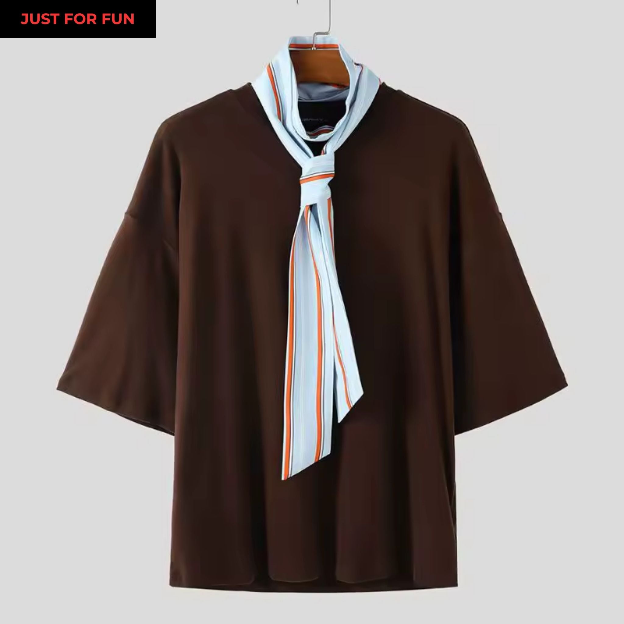Brown Scarf Detailed Tshirt