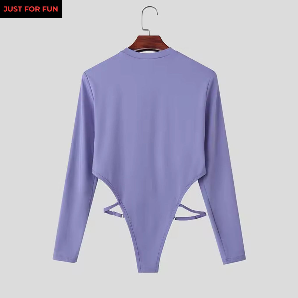 Black Long Sleeve Cut Out Bodysuit Men