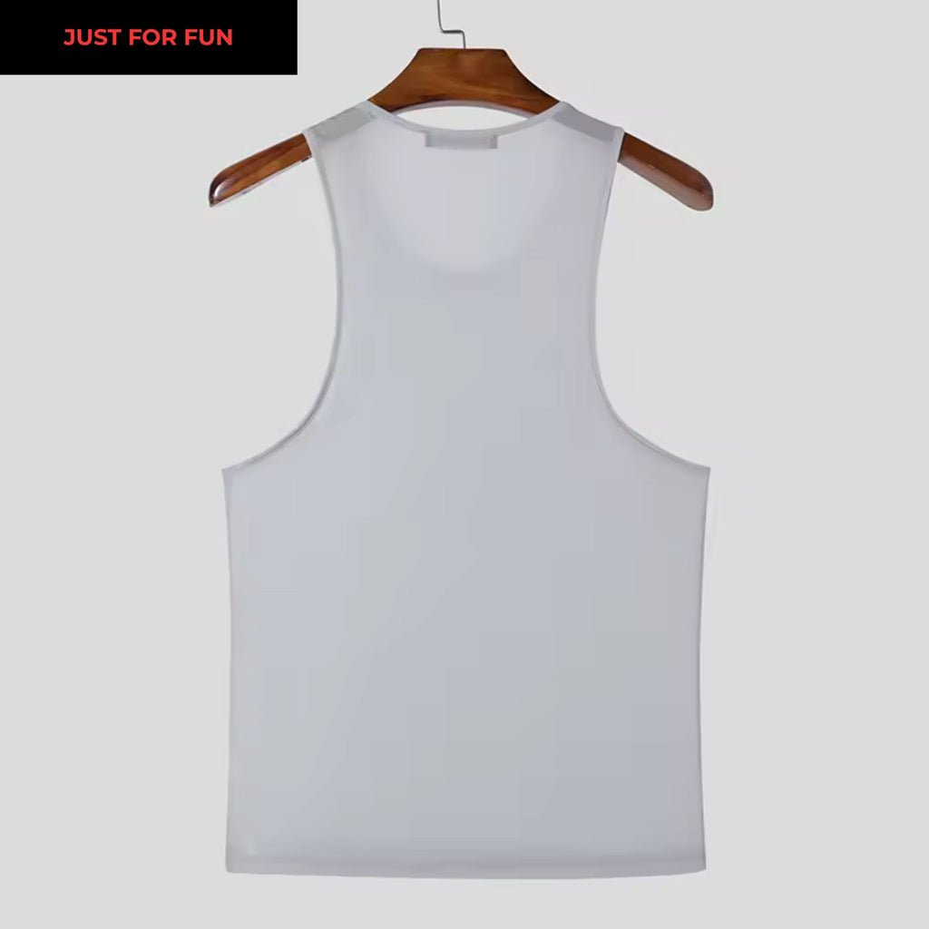 Gray Sheer Mesh Tank Top Men