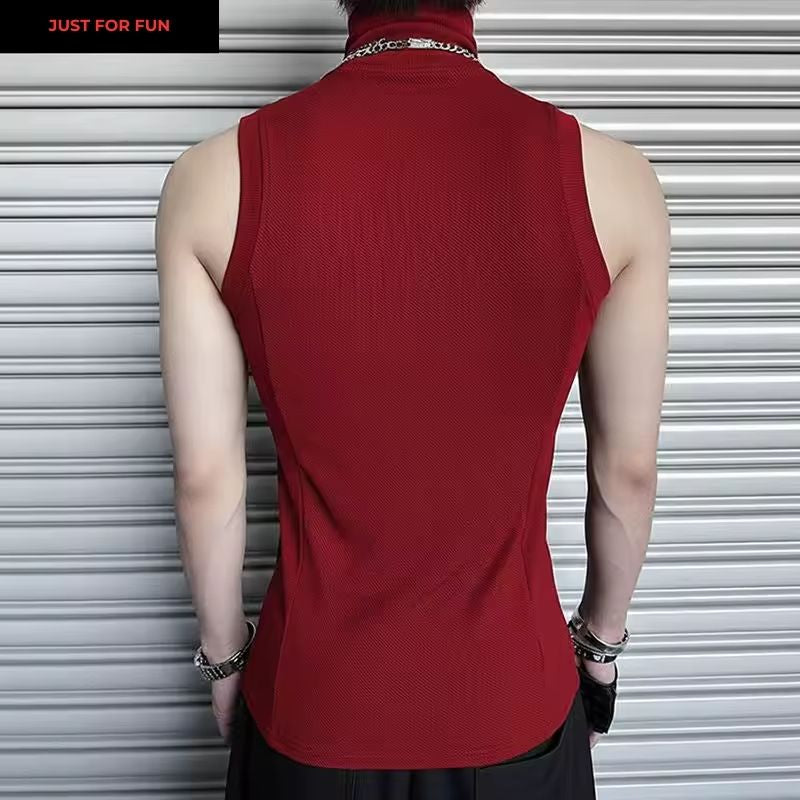 Red Turtleneck Top Sleeveless