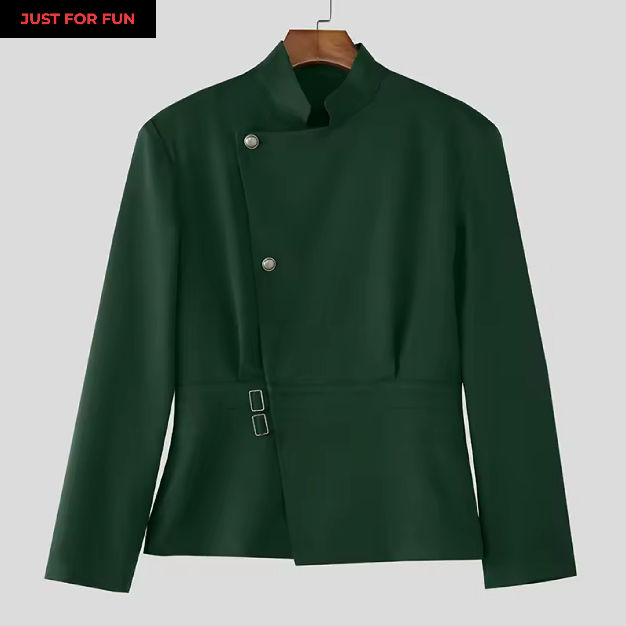Green Elegant Stand Collar Jacket