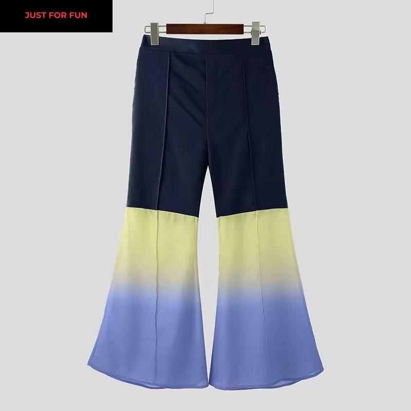 Patchwork Flare Pants Men Party Pants