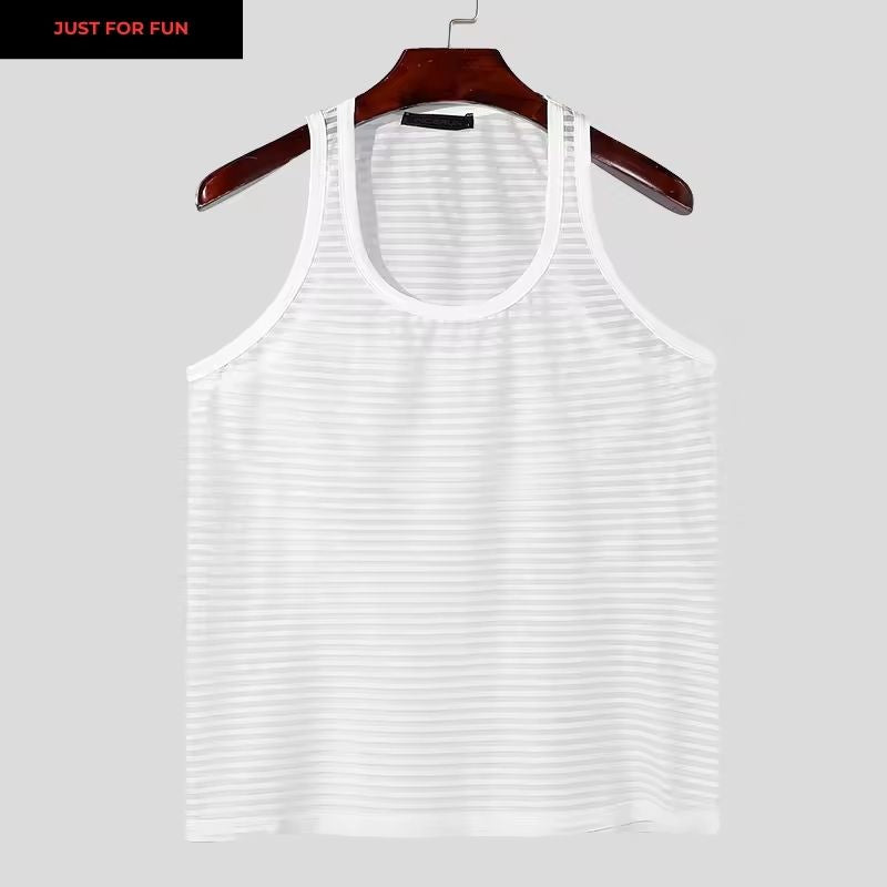 Black Striped Mesh Tank Top