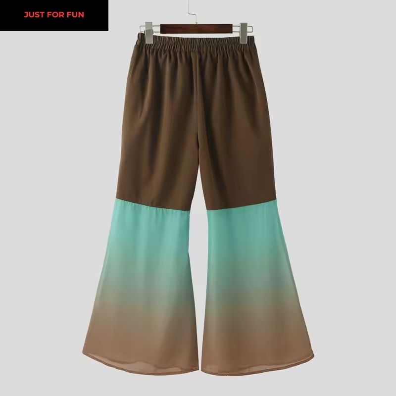 Patchwork Flare Pants Men Party Pants