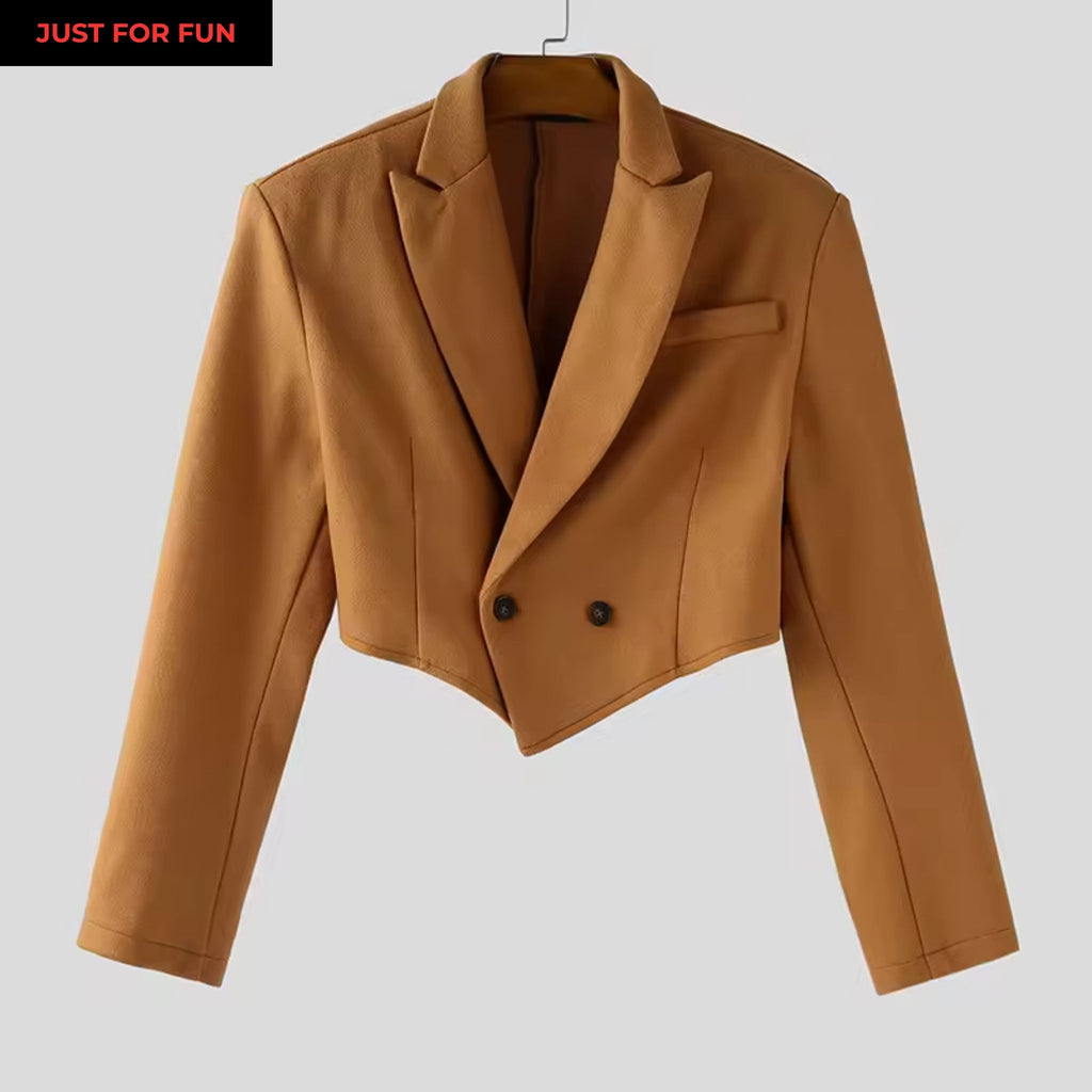 Brown Crop Blazer Men
