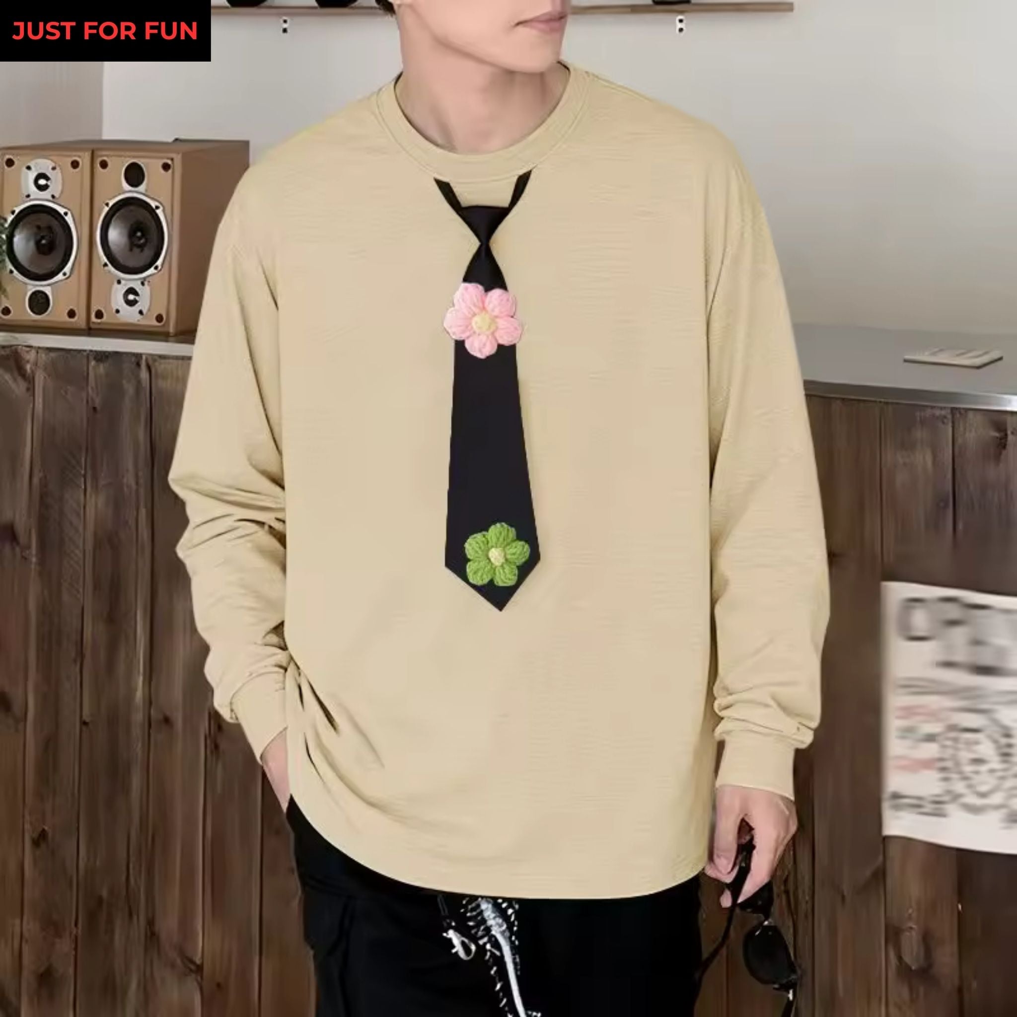 Flower Tie Detailed Long Sleeve T-shirt