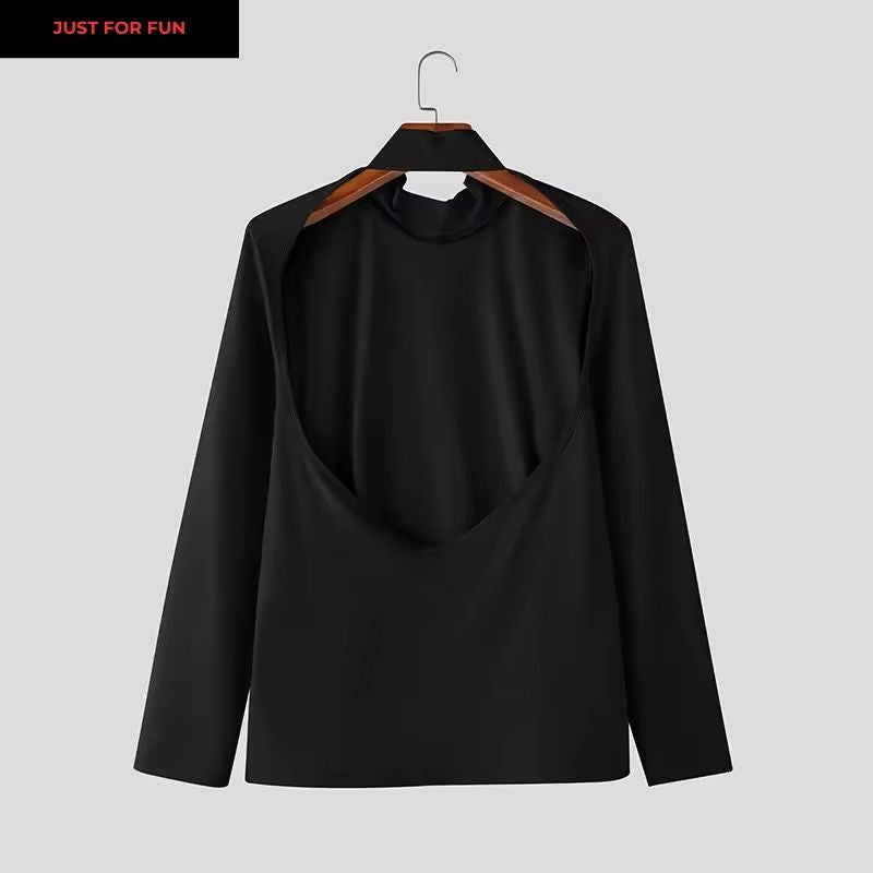 White Long Sleeve Backless Top