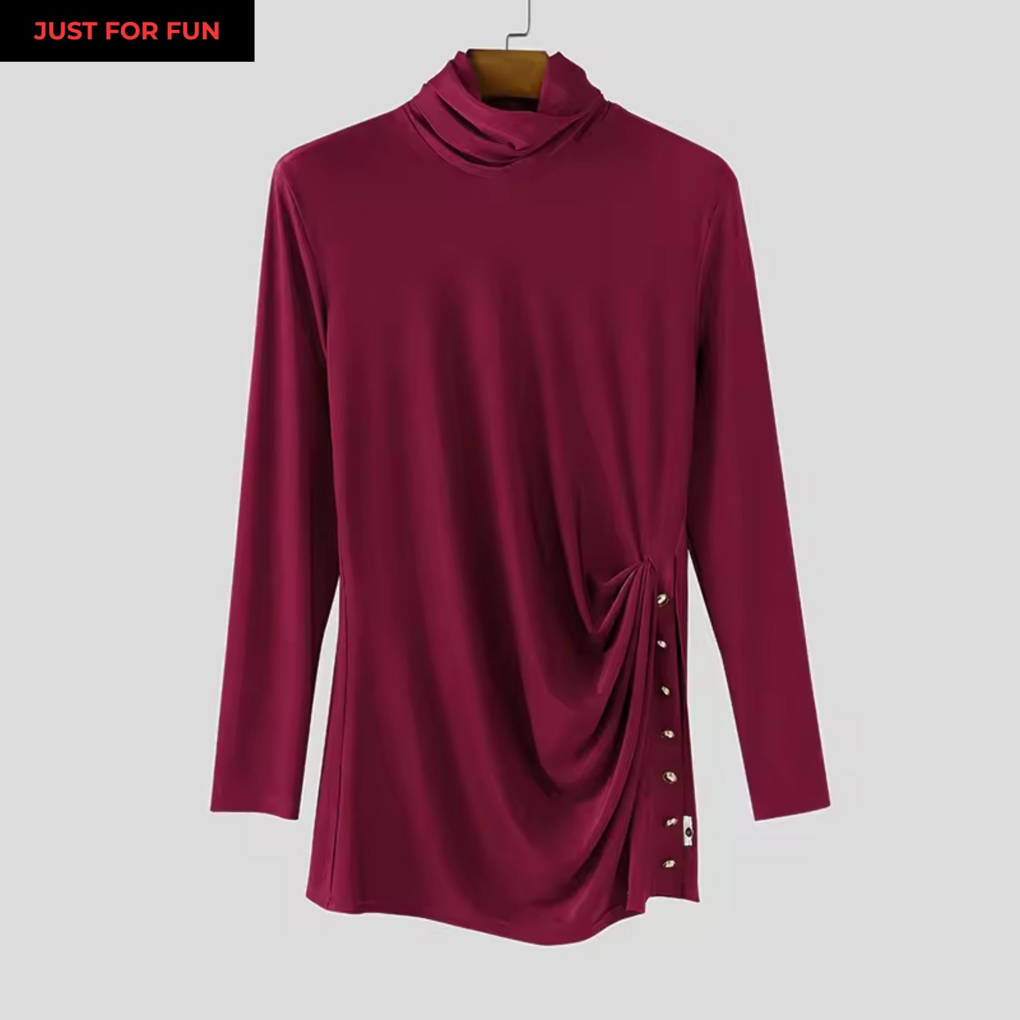 Red Asymmetrical Long Sleeve T-shirt