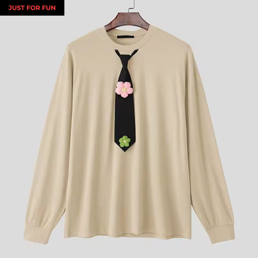 Flower Tie Detailed Long Sleeve T-shirt