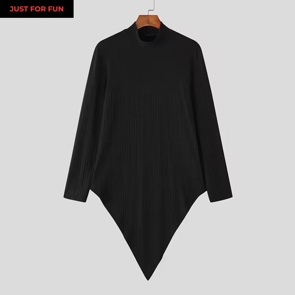 Green Asymmetric Turtleneck Long Sleeve Top