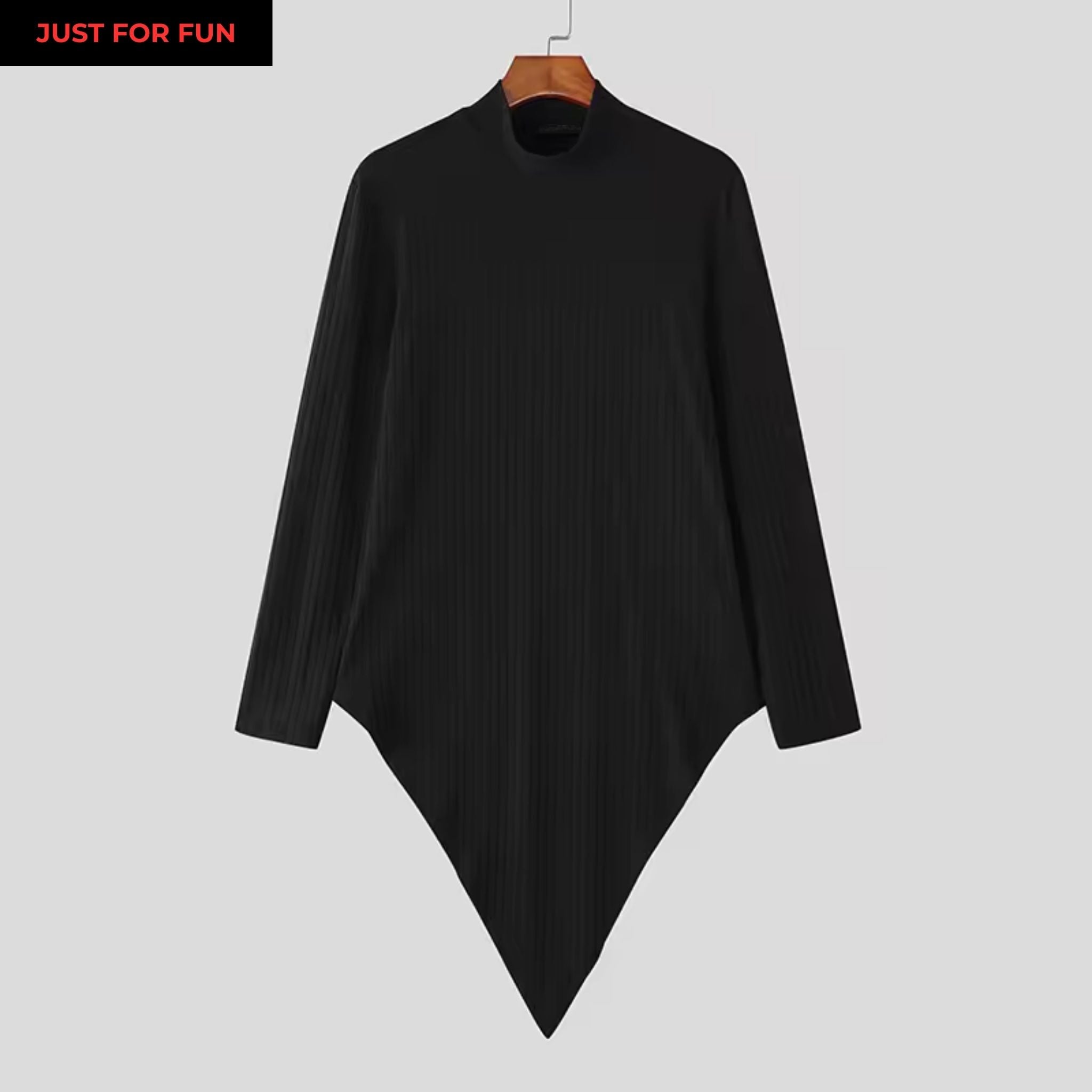 Green Asymmetric Turtleneck Long Sleeve Top