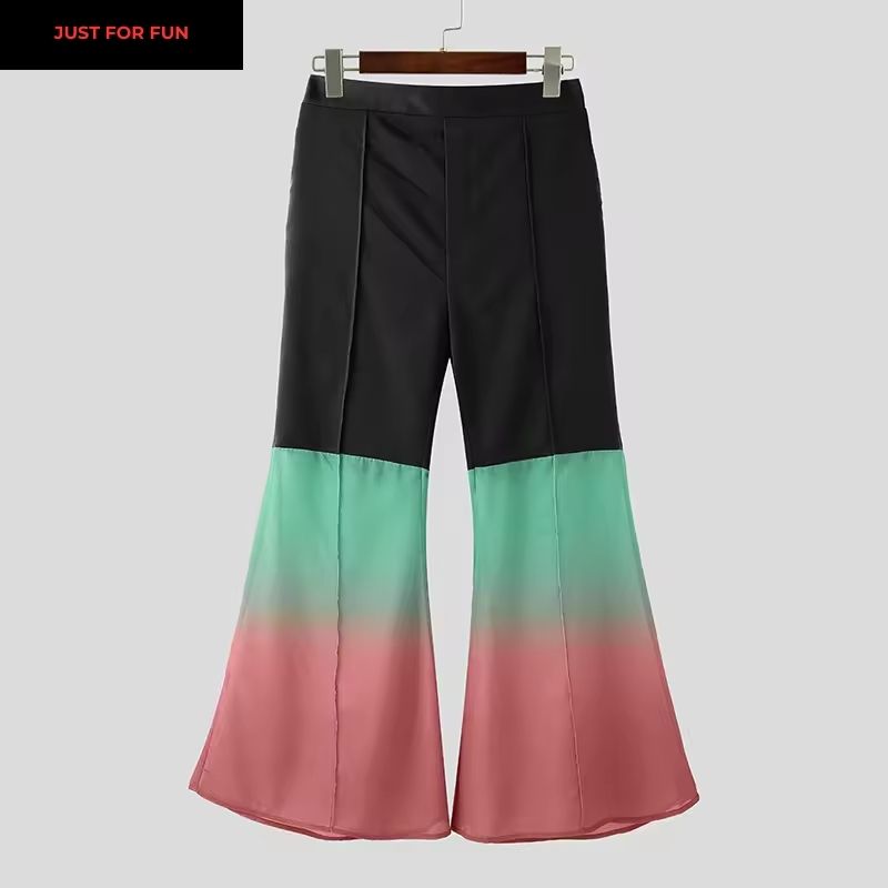 Patchwork Flare Pants Men Party Pants