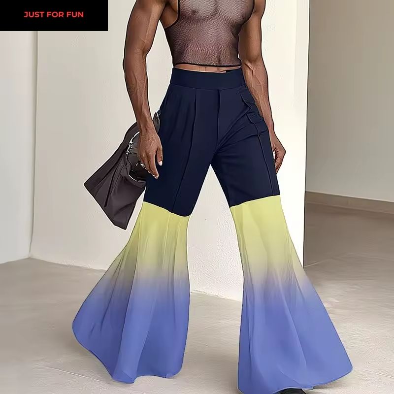 Patchwork Flare Pants Men Party Pants