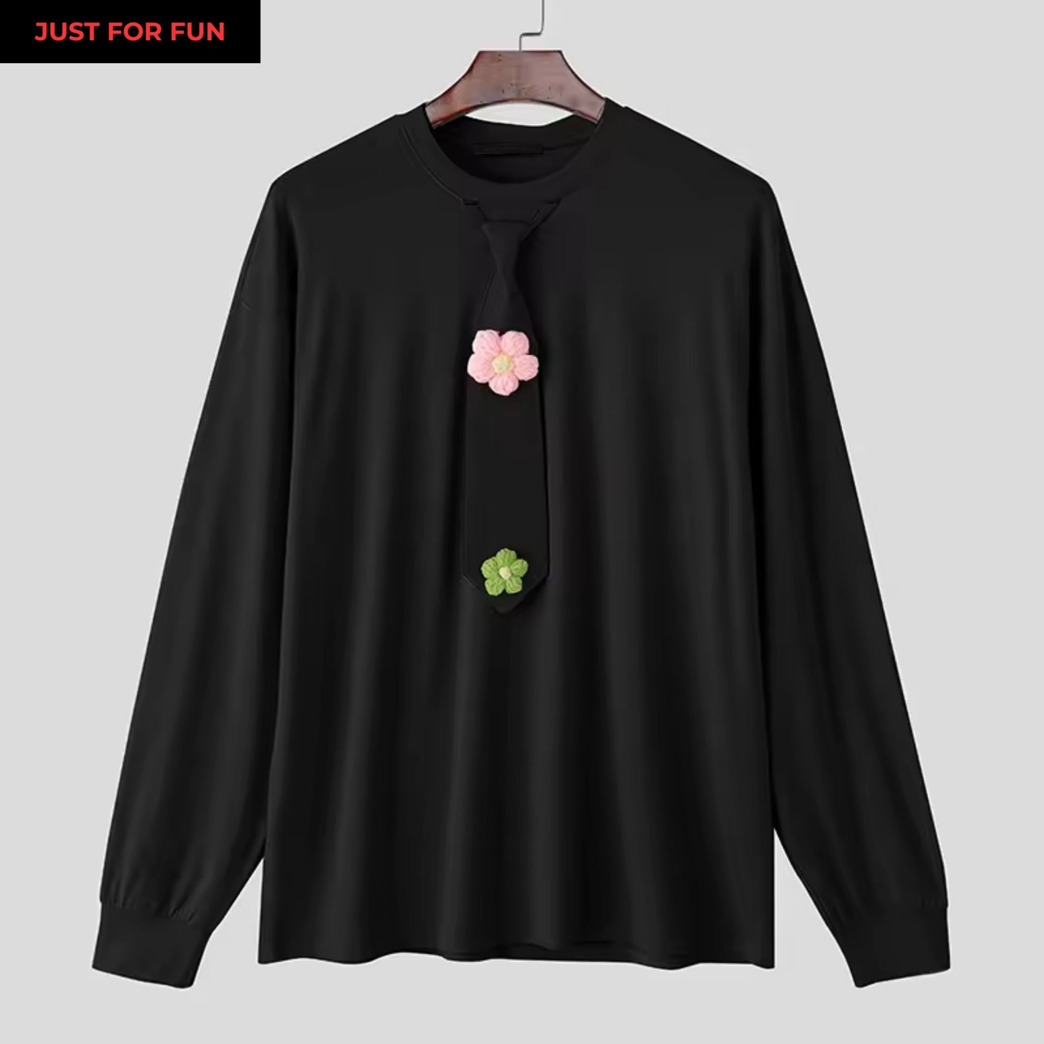 Flower Tie Detailed Long Sleeve T-shirt