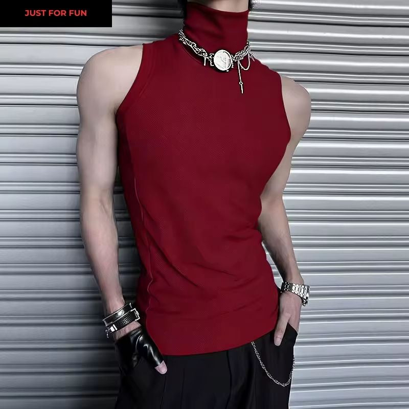 Red Turtleneck Top Sleeveless