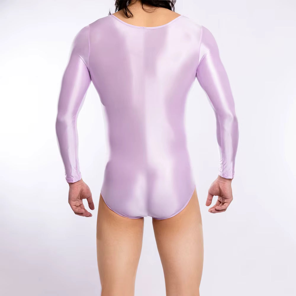 Pink Shiny Sheer Bodysuit Men