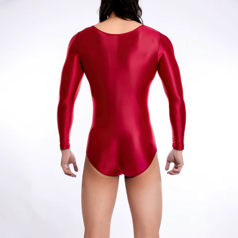 Pink Shiny Sheer Bodysuit Men