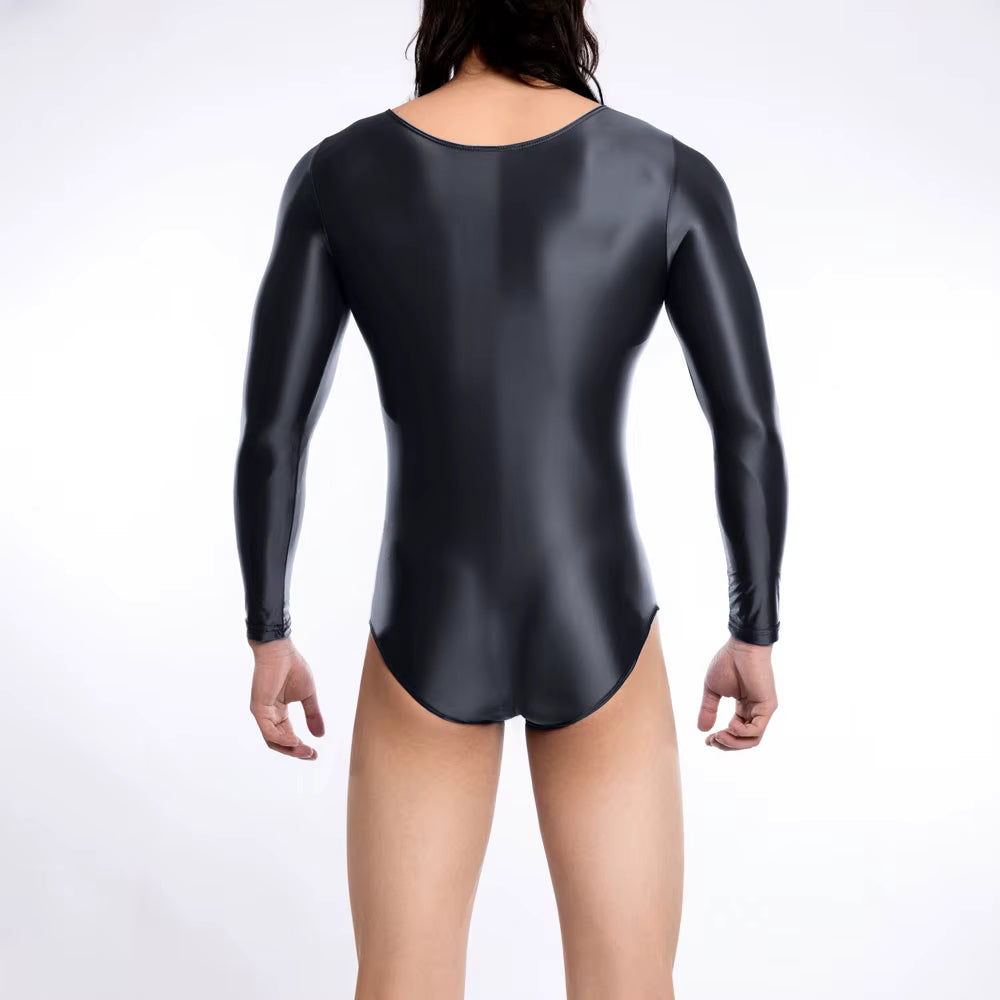 Pink Shiny Sheer Bodysuit Men